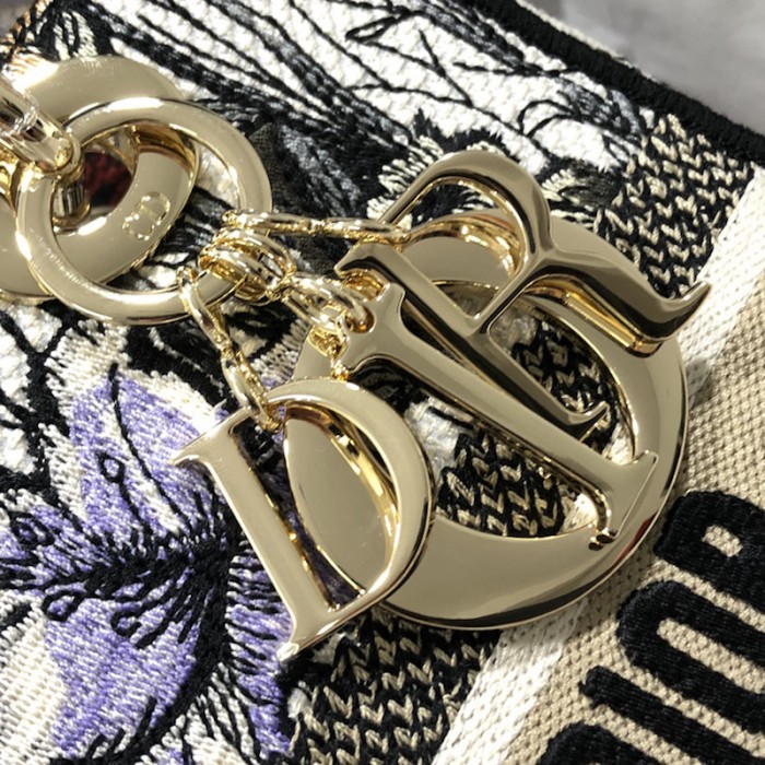 D*or medium lady d-lite bag multicolor mille fleurs embroidery