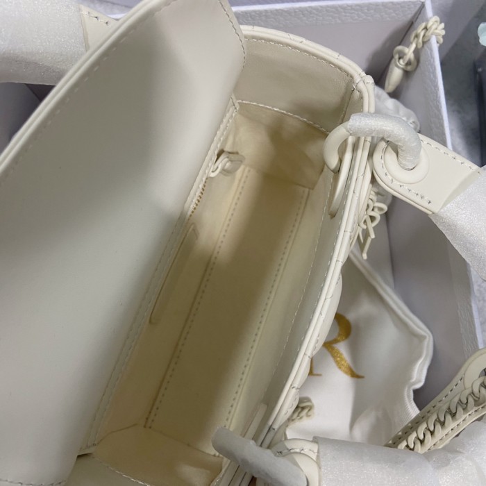 mini lady D*or bag white ultramatte cannage calfskin