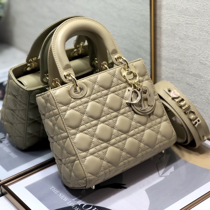 small lady D*or my abcD*or bag beige lambskin