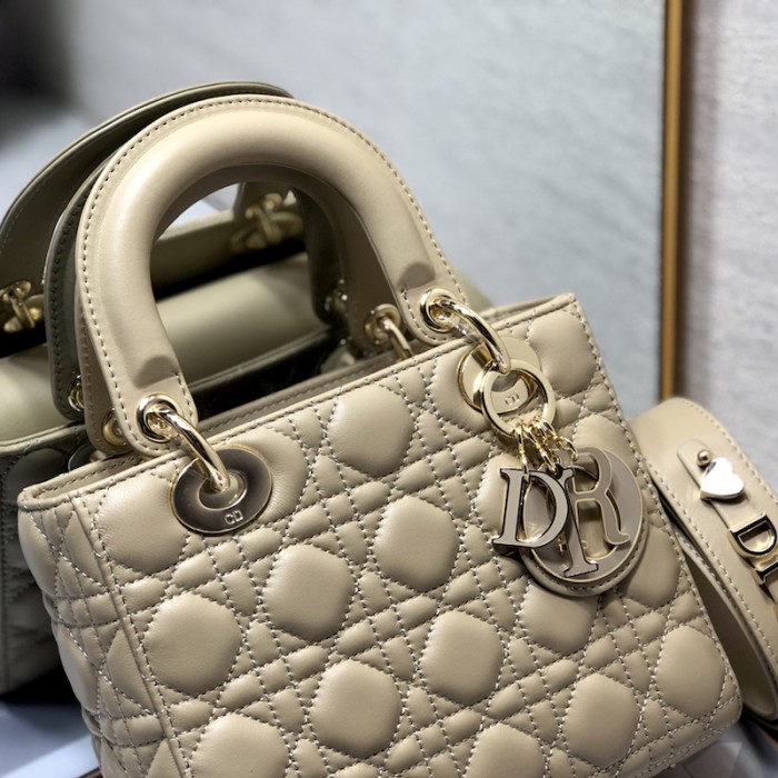 small lady D*or my abcD*or bag beige lambskin