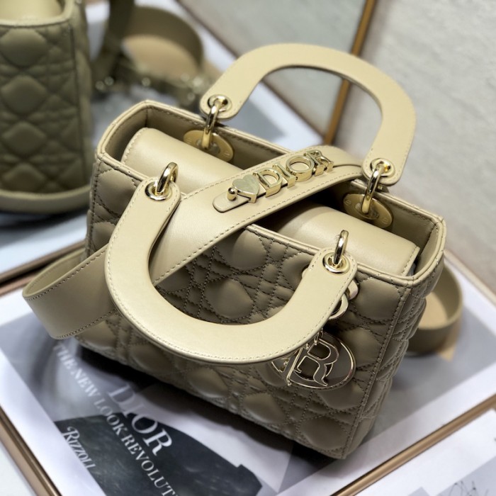 small lady D*or my abcD*or bag beige lambskin