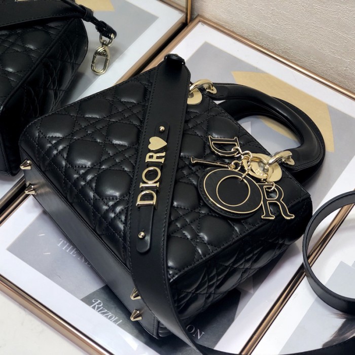 small lady D*or my abcD*or bag black lambskin