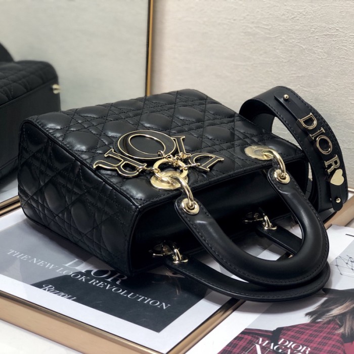 small lady D*or my abcD*or bag black lambskin
