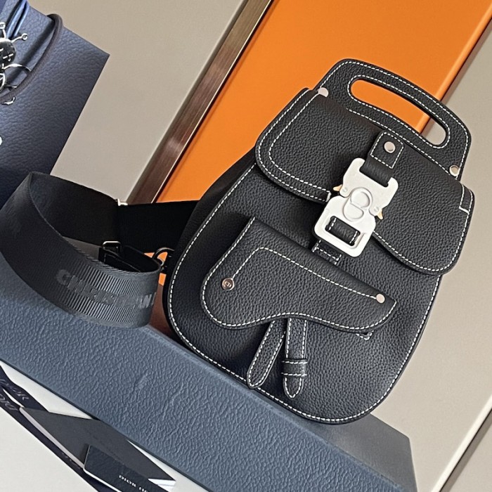 D*or mini gallop sling bag black grained calfskin
