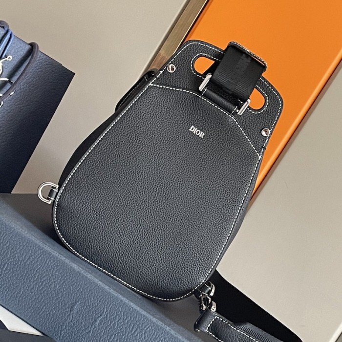 D*or mini gallop sling bag black grained calfskin