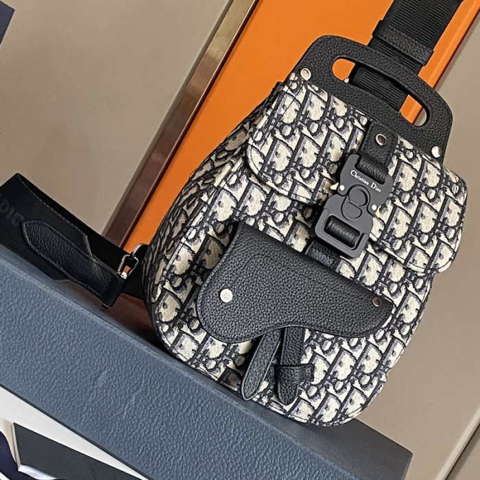 D*or mini gallop sling bag beige and black D*or oblique jacquard