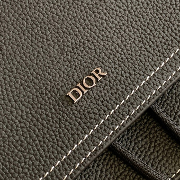 D*or saddle backpack black grained calfskin