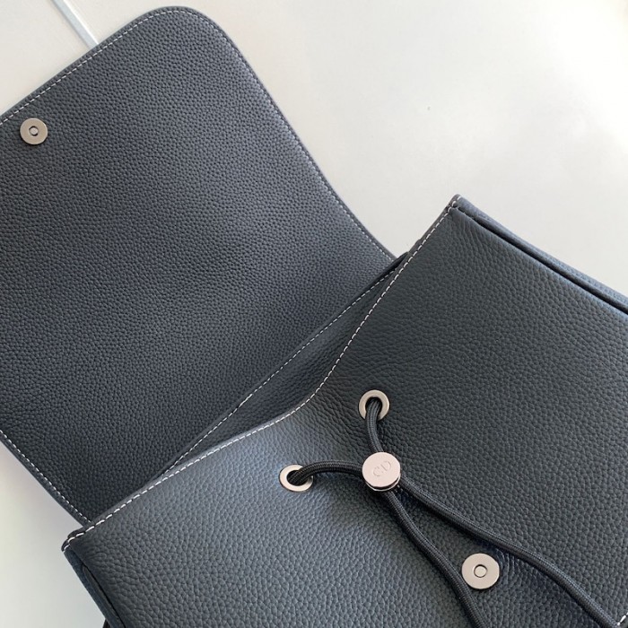D*or saddle backpack black grained calfskin