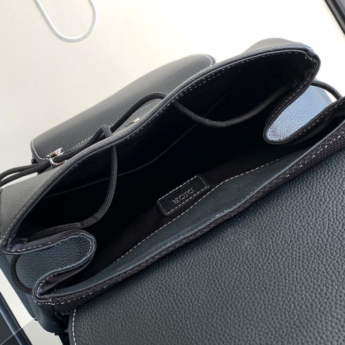 D*or saddle backpack black grained calfskin