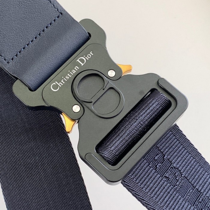 D*or saddle bag navy blue cd diamond canvas and smooth calfskin