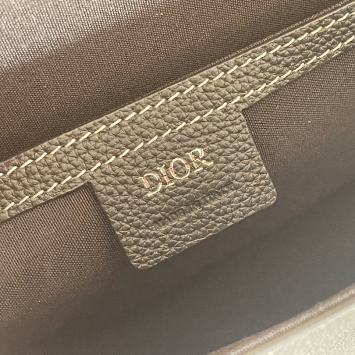 D*or saddle bag with strap black grained calfskin