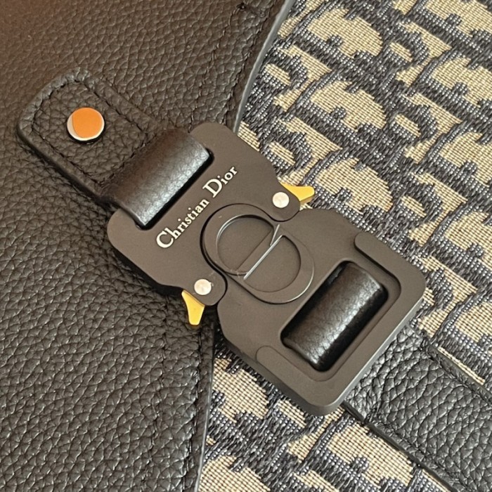 D*or saddle bag with strap beige and black D*or oblique jacquard