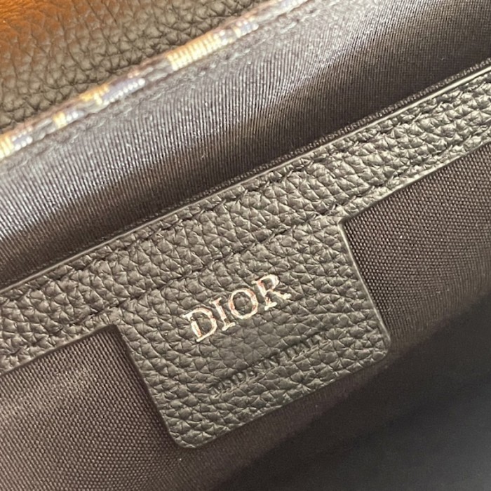 D*or saddle bag with strap beige and black D*or oblique jacquard