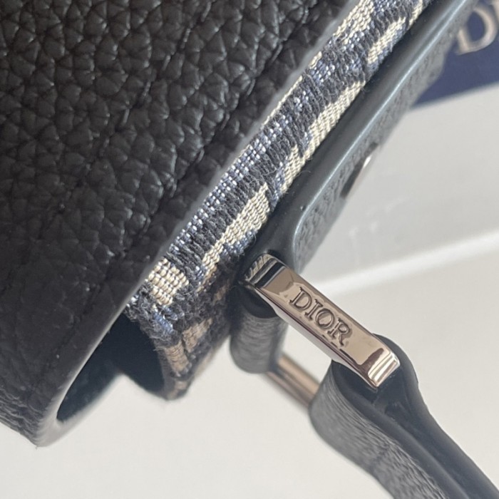 D*or saddle bag with strap beige and black D*or oblique jacquard