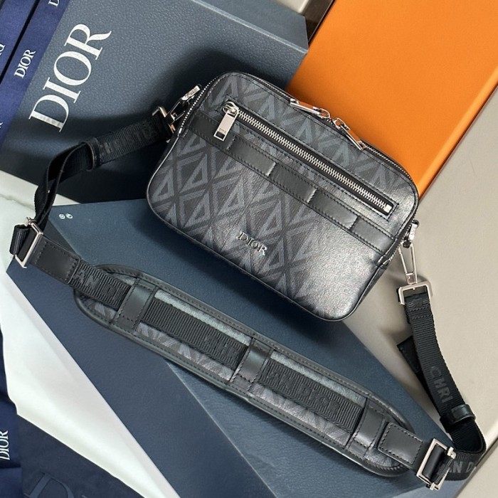 D*or safari bag with strap D*or black cd diamond canvas