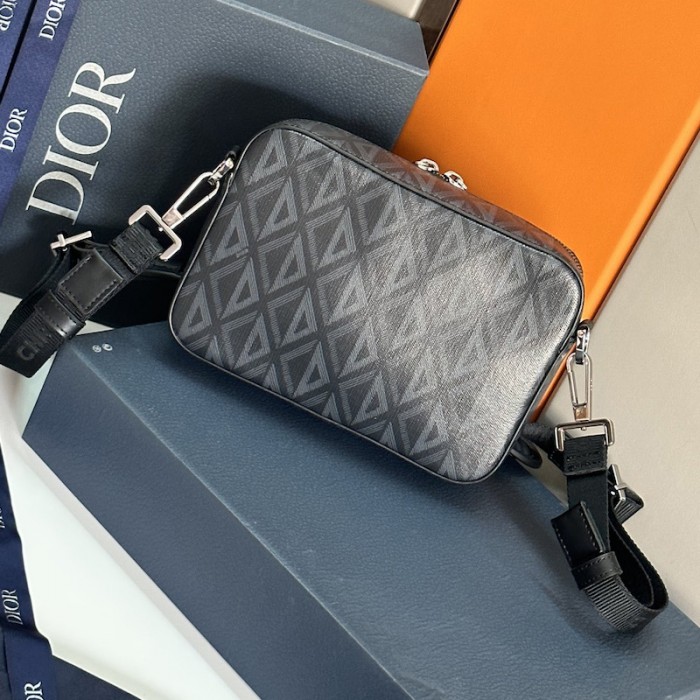 D*or safari bag with strap D*or black cd diamond canvas