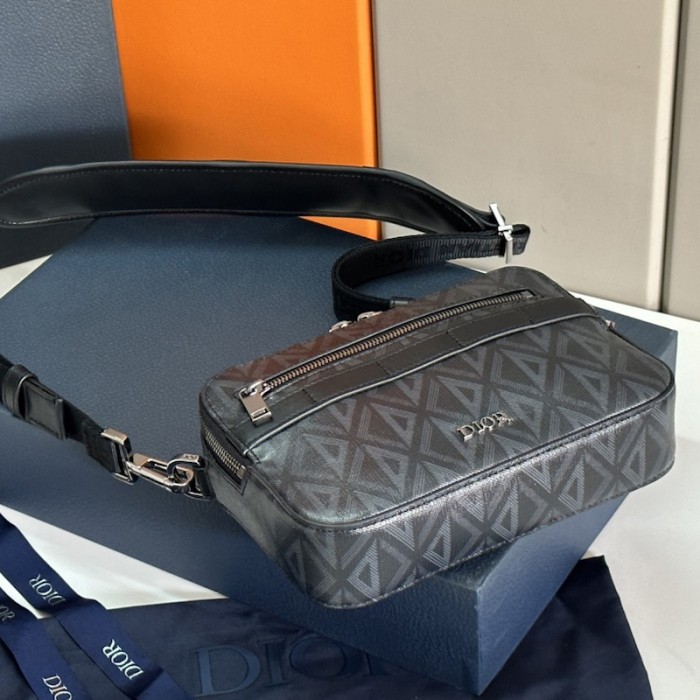 D*or safari bag with strap D*or black cd diamond canvas