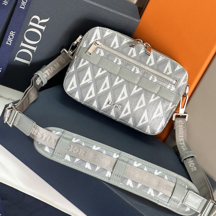 D*or safari bag with strap D*or gray cd diamond canvas