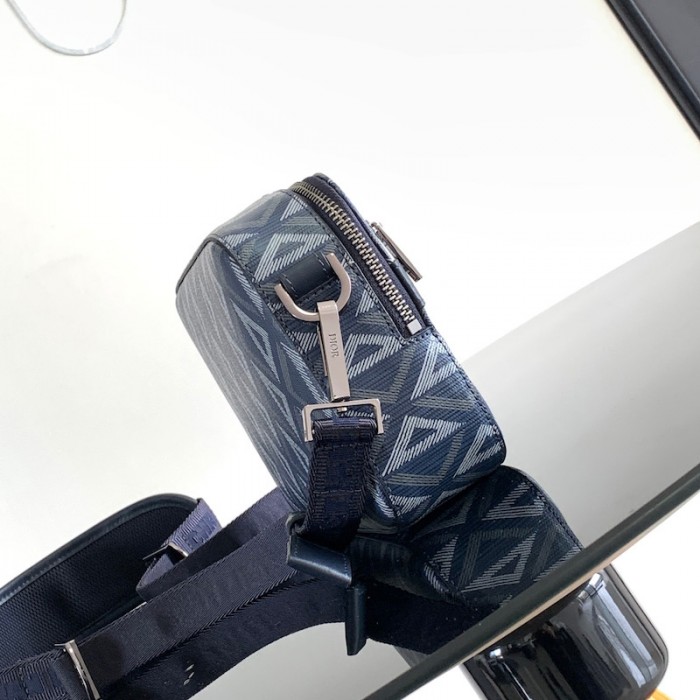 D*or safari bag with strap navy blue cd diamond canvas