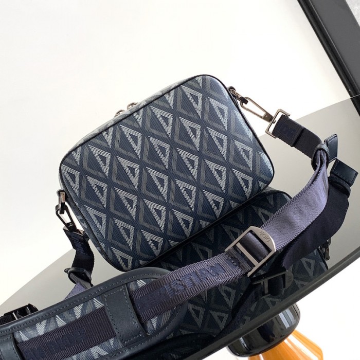 D*or safari bag with strap navy blue cd diamond canvas