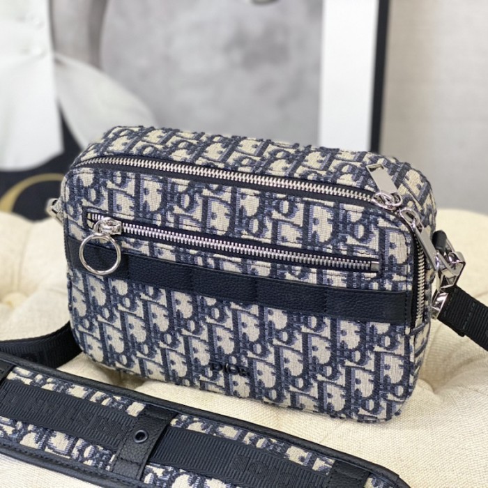 D*or safari messenger bag beige and black D*or oblique jacquard