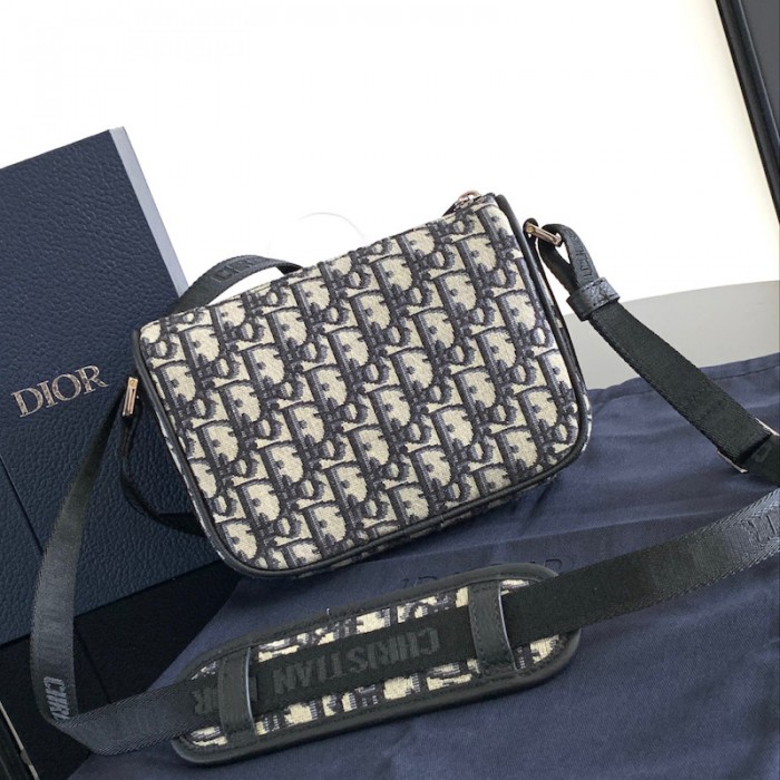 D*or 8 mini bag with strap beige and black D*or oblique jacquard