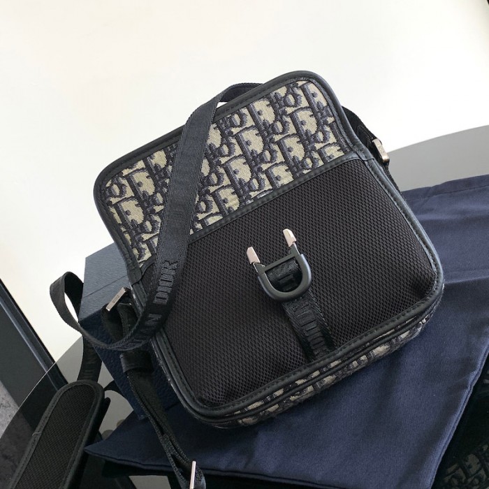 D*or 8 mini bag with strap beige and black D*or oblique jacquard