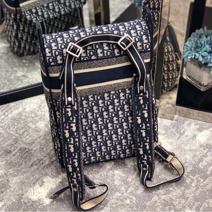 D*or embroidered canvas backpack blue