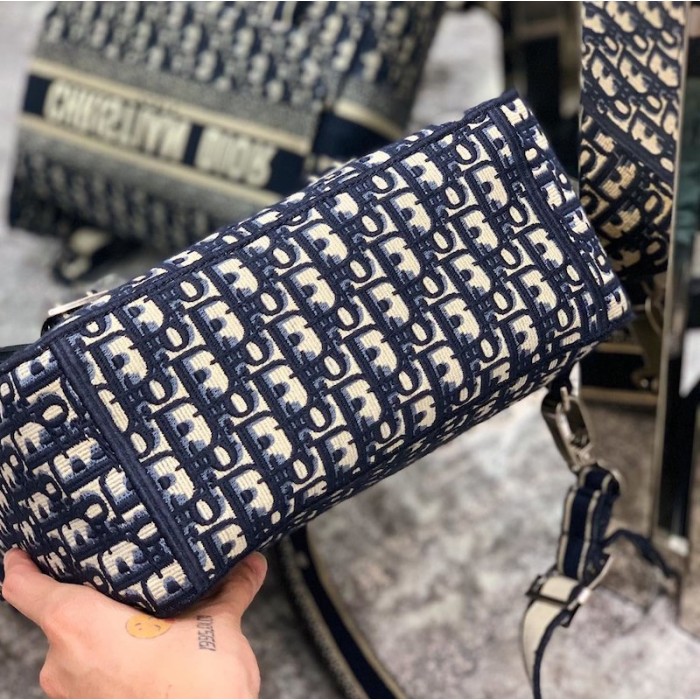D*or embroidered canvas backpack blue