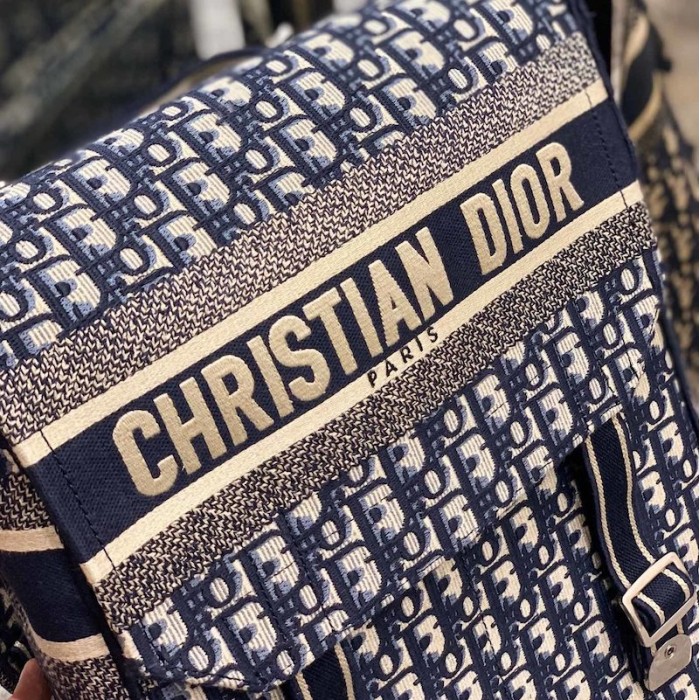 D*or embroidered canvas backpack blue