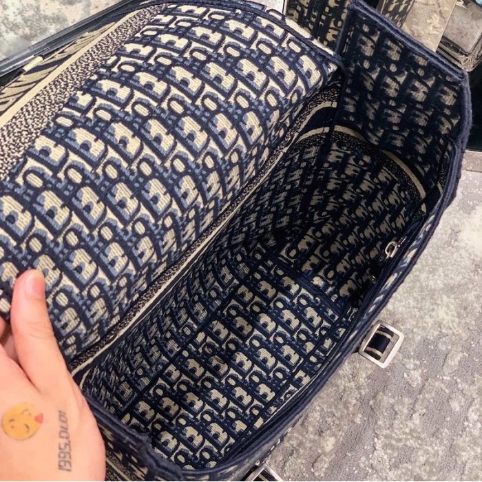 D*or embroidered canvas backpack blue