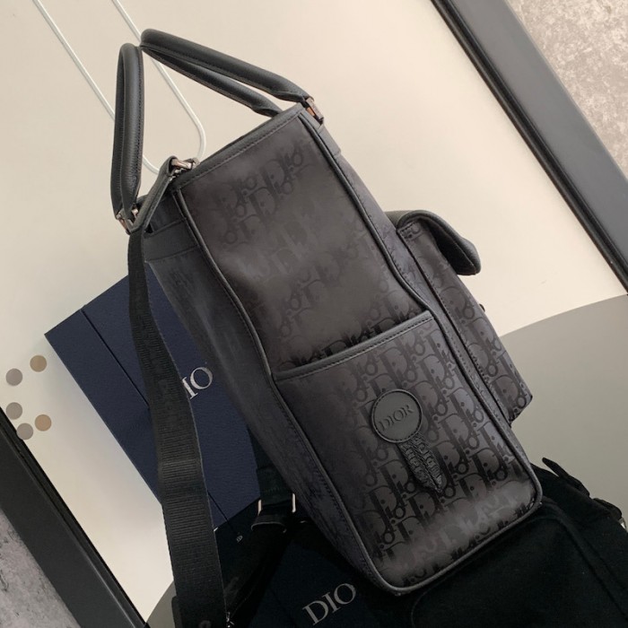 D*or explorer tote bag black D*or oblique mirage technical fabric