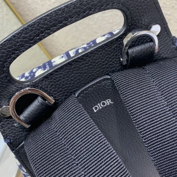 D*or oblique jacquard mini saddle backpack blue