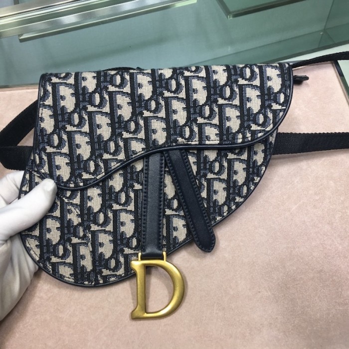 D*or oblique saddle belt bag blue