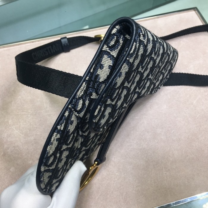 D*or oblique saddle belt bag blue