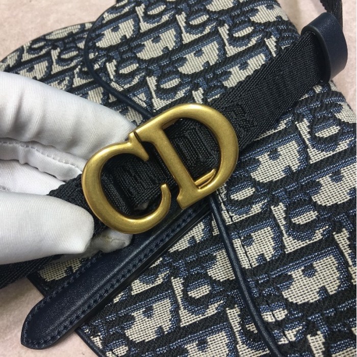 D*or oblique saddle belt bag blue
