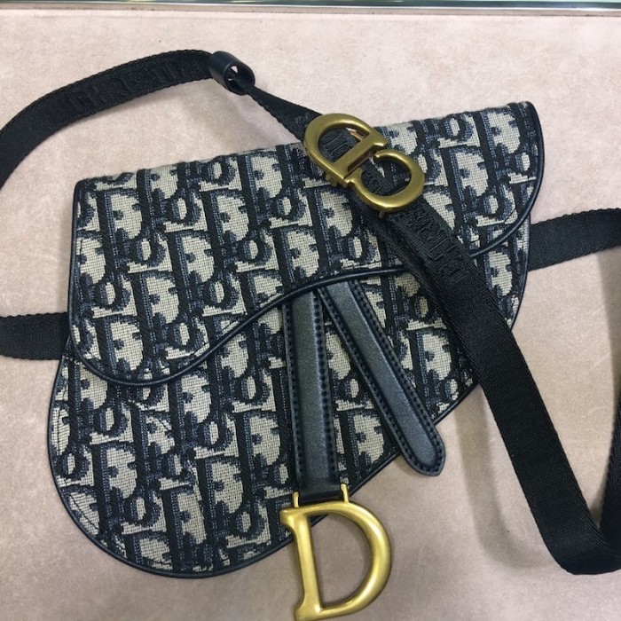 D*or oblique saddle belt bag blue