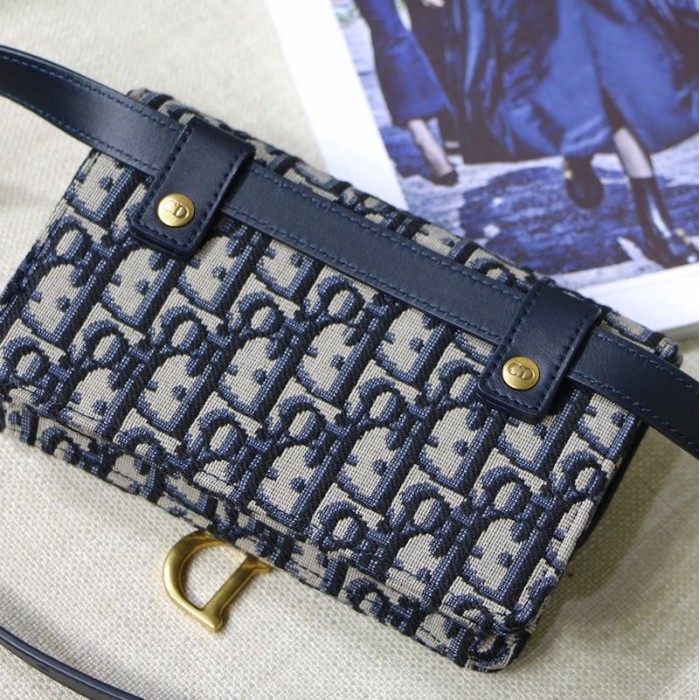 new D*or oblique saddle belt bag blue