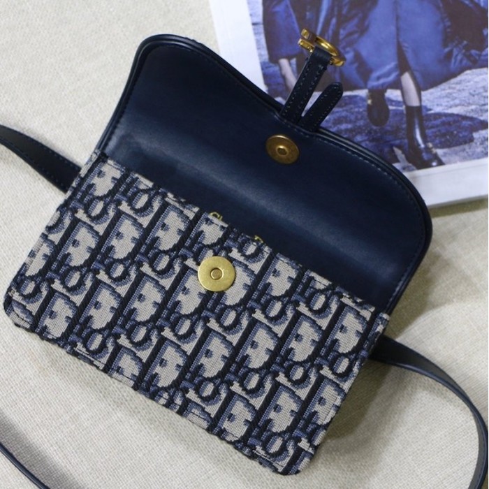 new D*or oblique saddle belt bag blue