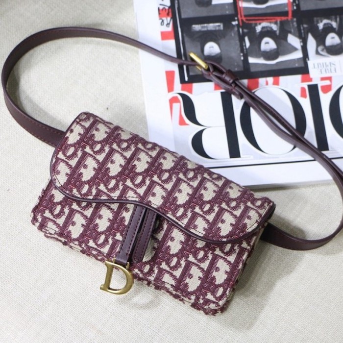 new D*or oblique saddle belt bag red