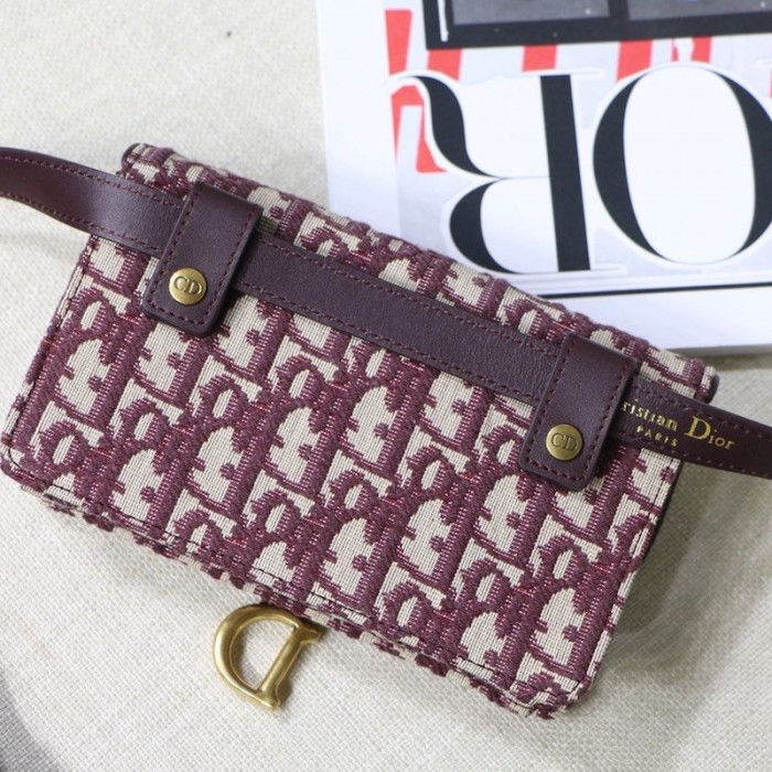 new D*or oblique saddle belt bag red