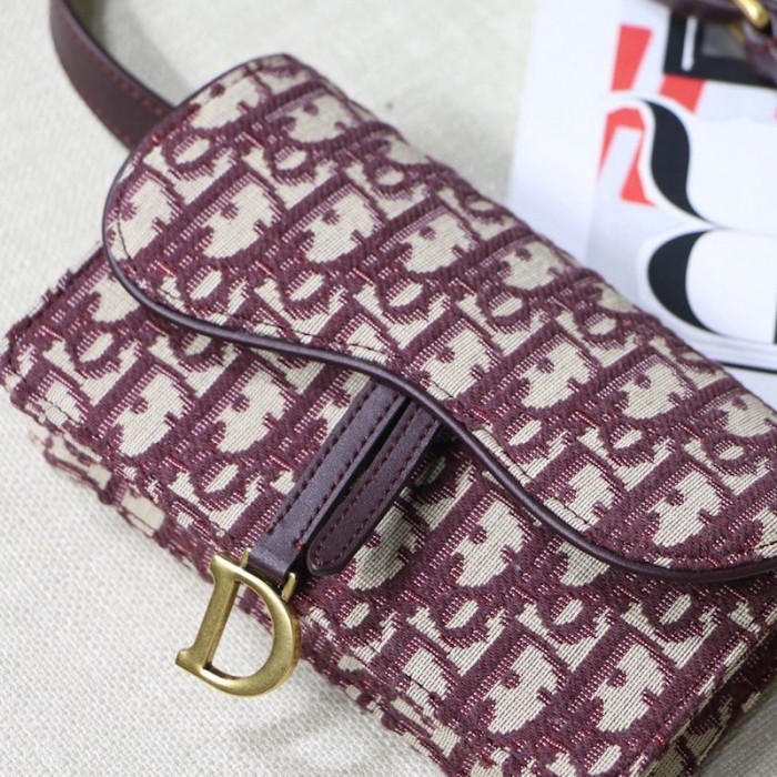 new D*or oblique saddle belt bag red
