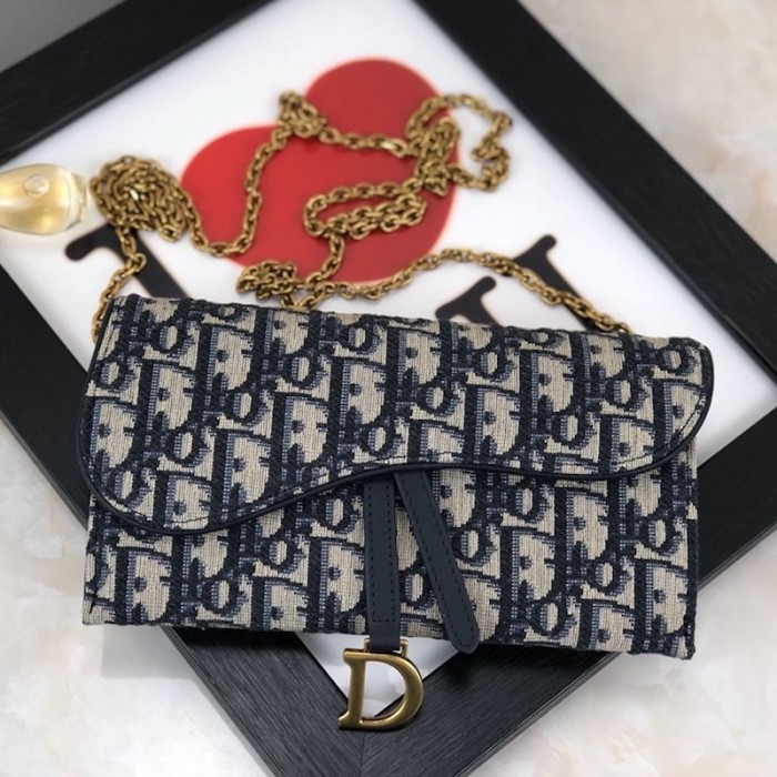 D*or oblique saddle wallet blue