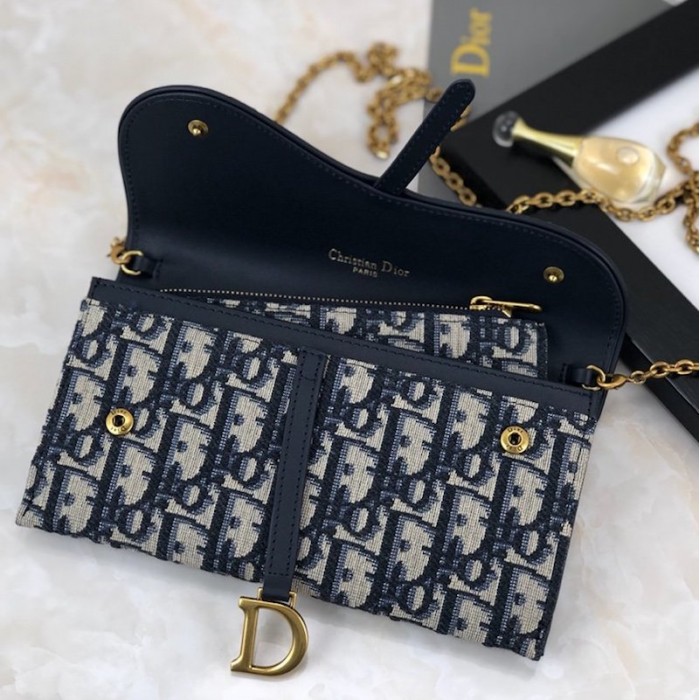 D*or oblique saddle wallet blue