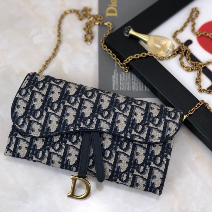 D*or oblique saddle wallet blue