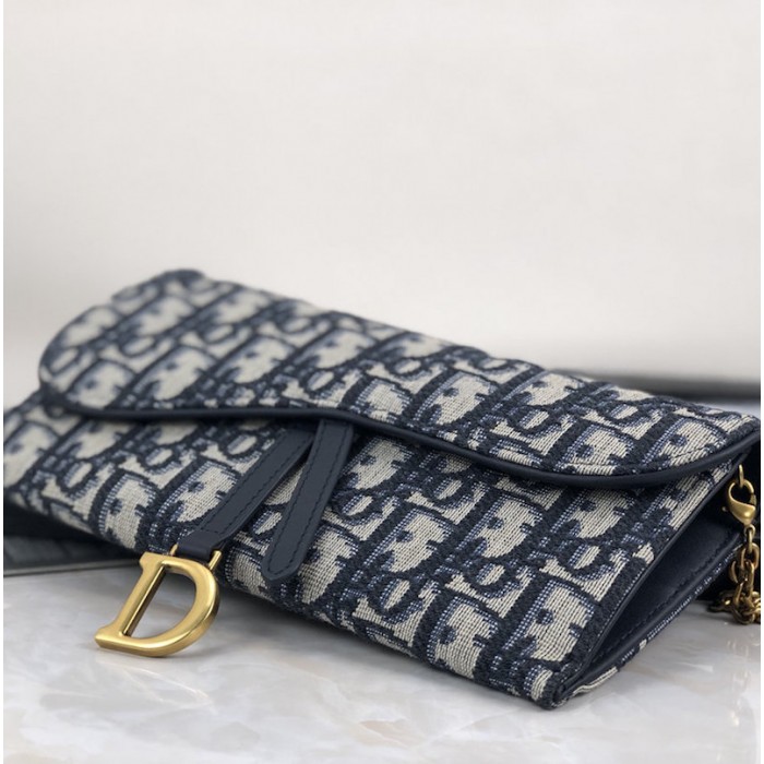 D*or oblique saddle wallet blue