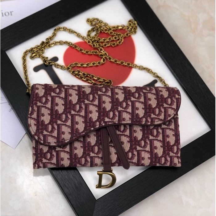 D*or oblique saddle wallet burgundy