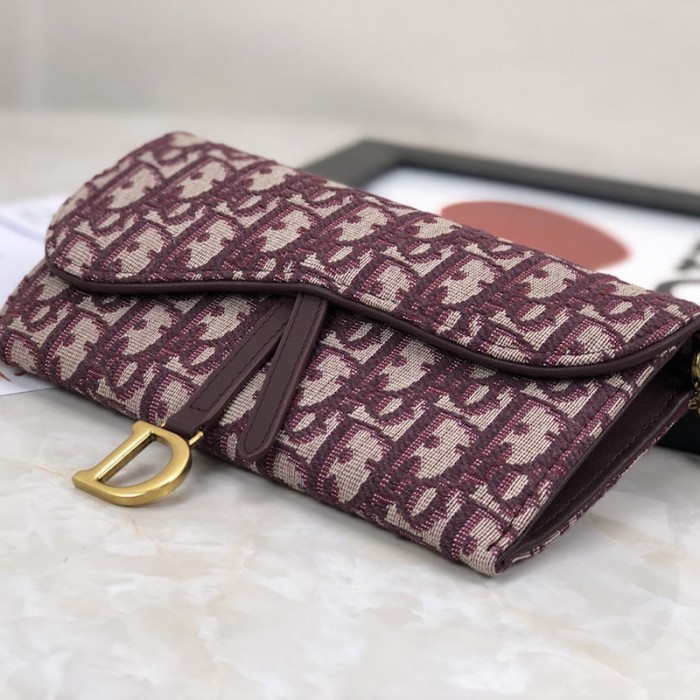 D*or oblique saddle wallet burgundy