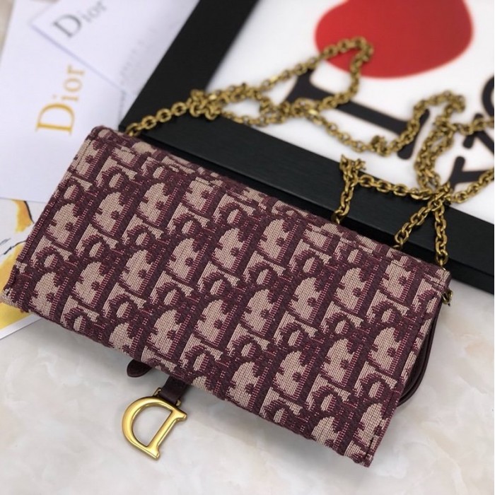 D*or oblique saddle wallet burgundy