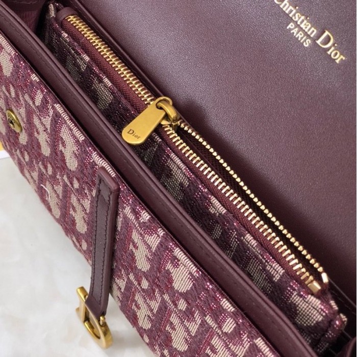 D*or oblique saddle wallet burgundy